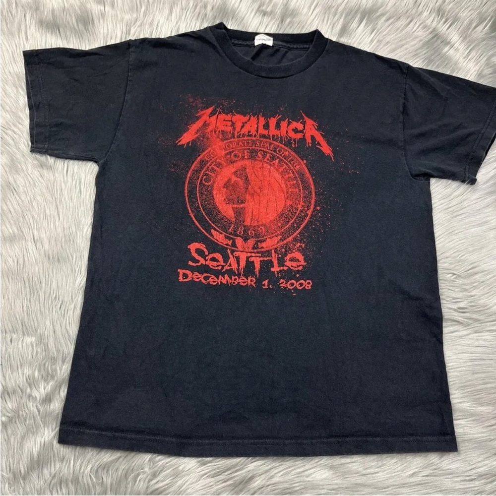 2008 Metallica Seattle WA Black Red Tour T Shirt Size Medium